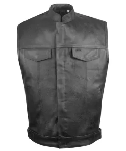 mens-black-faux-leather-biker-vest