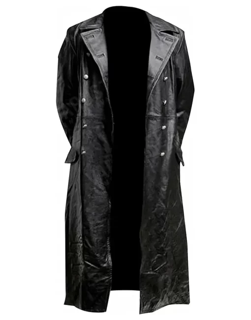 mens-double-breasted-black-faux-leather-trench-coat