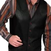 mens-v-neck-collar-black-faux-leather-vest