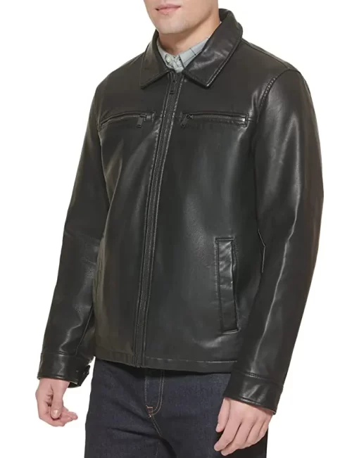 mens-black-faux-leather-biker-jacket