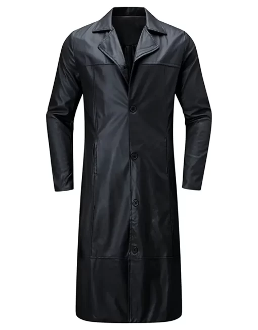 mens-black-faux-leather-long-coat