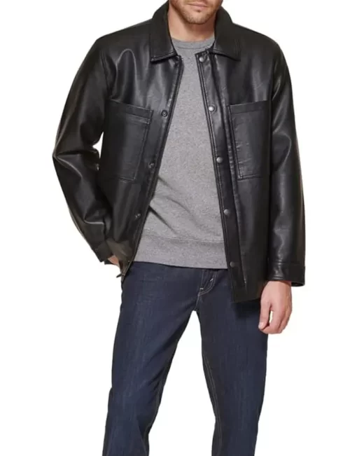 mens-black-faux-leather-oversized-shirt-jacket
