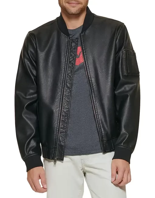 mens-black-faux-leather-varsity-bomber-jacket