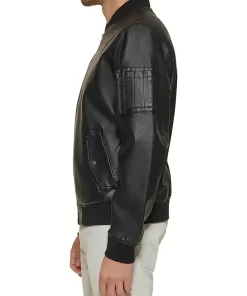 mens-black-faux-leather-varsity-bomber-jacket