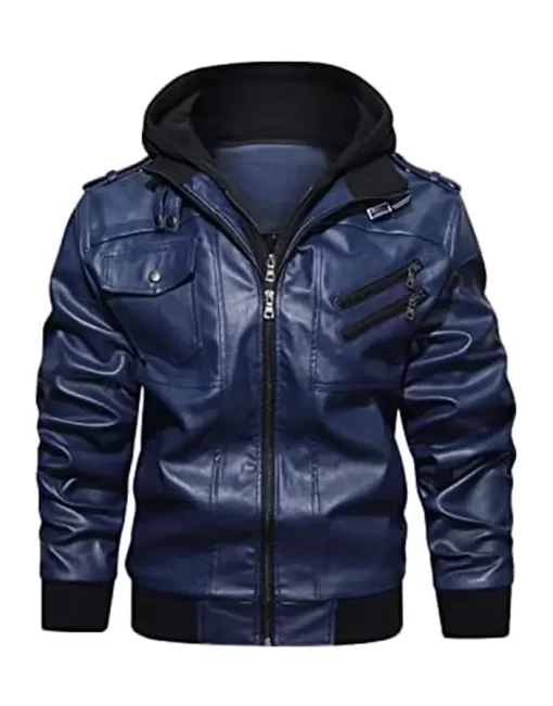 mens-blue-faux-leather-jacket-with-removable-hood