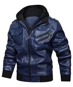 mens-blue-faux-leather-jacket-with-removable-hood