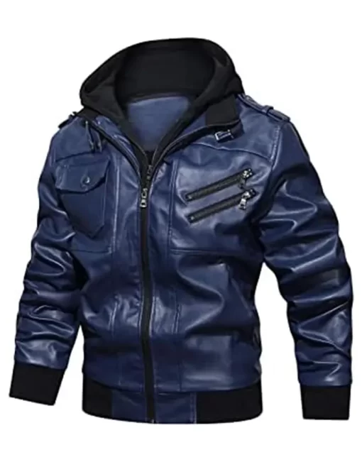 mens-blue-faux-leather-jacket-with-removable-hood