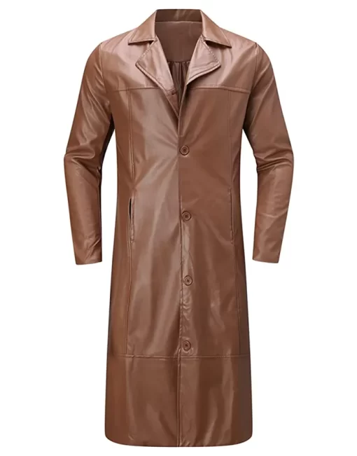 mens-brown-faux-leather-long-coat