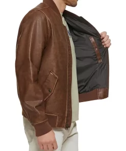 mens-brown-faux-leather-varsity-bomber-jacket