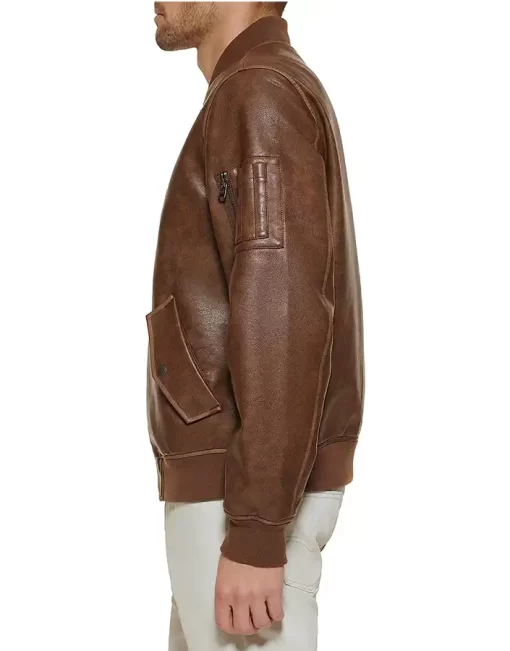 mens-brown-faux-leather-varsity-bomber-jacket