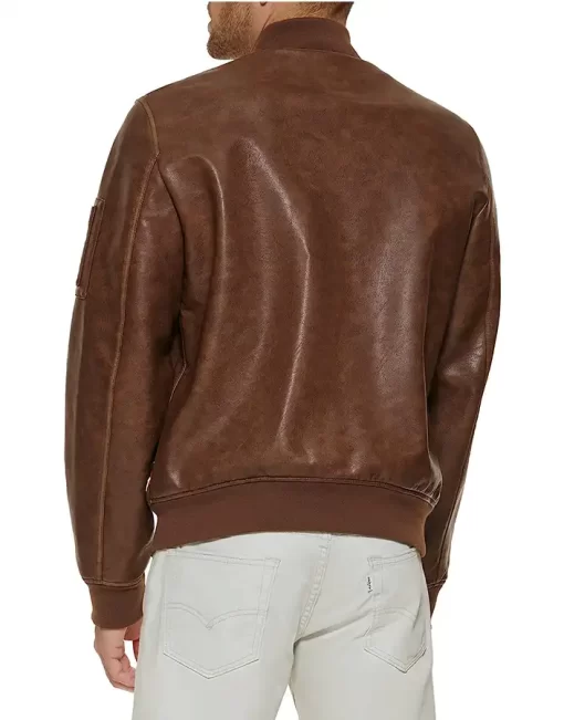 mens-brown-faux-leather-varsity-bomber-jacket
