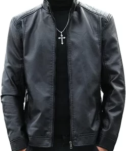 mens-casual-stand-collar-black-faux-leather-jacket