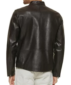 mens-dark-brown-faux-leather-trucker-jacket