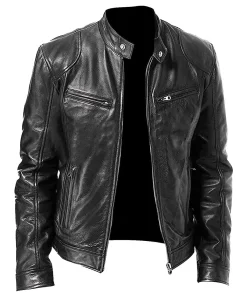 mens-long-sleeve-black-faux-leather-jacket