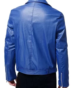 mens-long-sleeve-blue-faux-leather-jacket