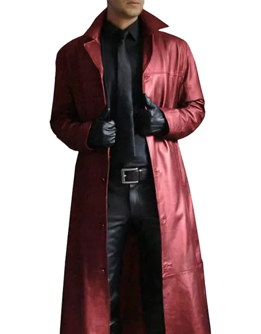 mens-red-faux-leather-long-coat