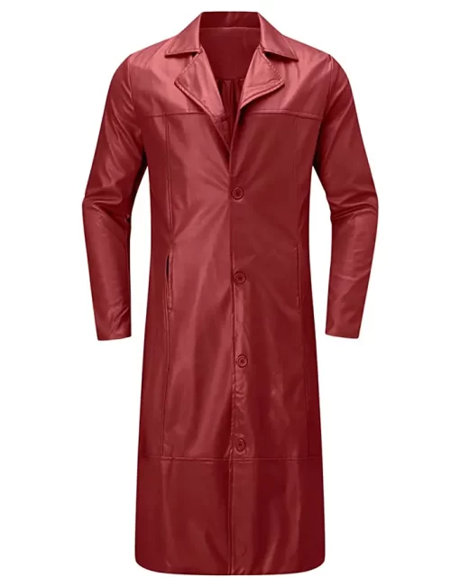 mens-red-faux-leather-long-coat