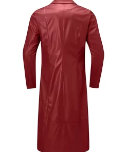mens-red-faux-leather-long-coat