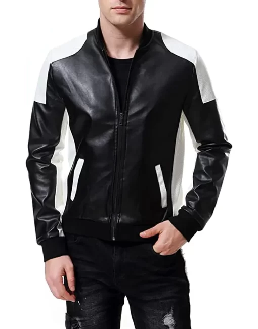 mens-slim-fit-black-faux-leather-bomber-jacket