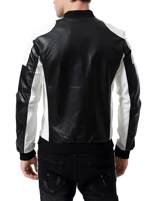 mens-slim-fit-black-faux-leather-bomber-jacket