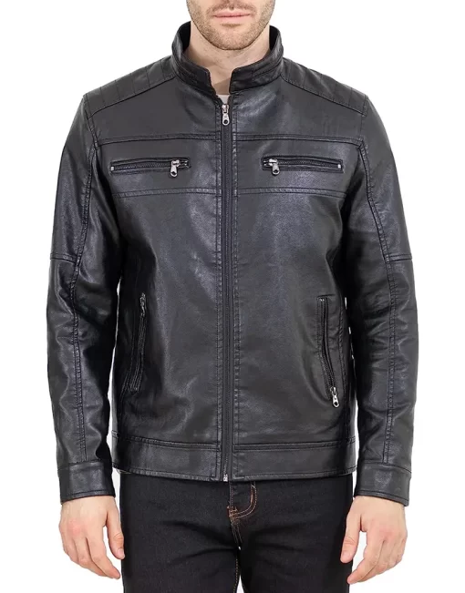 mens-slim-fit-stand-collar-black-faux-leather-jacket