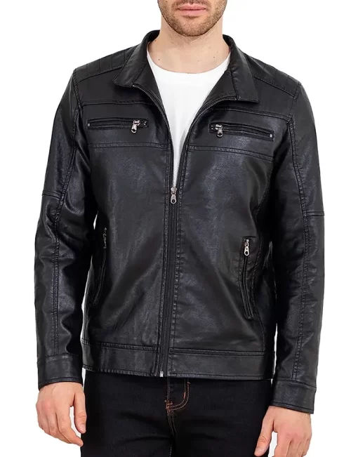 mens-slim-fit-stand-collar-black-faux-leather-jacket