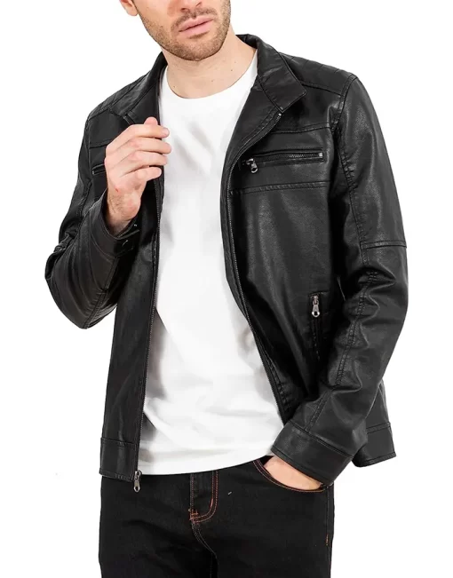 mens-slim-fit-stand-collar-black-faux-leather-jacket