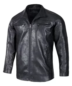 mens-slim-fit-stand-collar-black-faux-leather-jacket