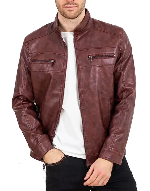 mens-stand-collar-maroon-faux-leather-jacket