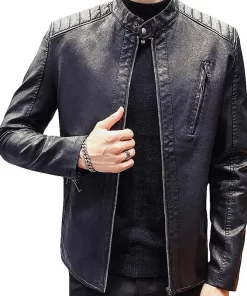 slim-fit-black-faux-leather-jacket-mens