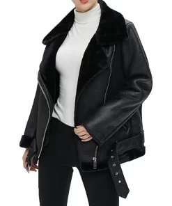 womens-black-faux-leather-shearling-jacket
