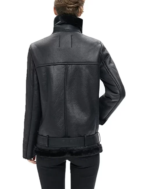 womens-black-faux-leather-shearling-jacket