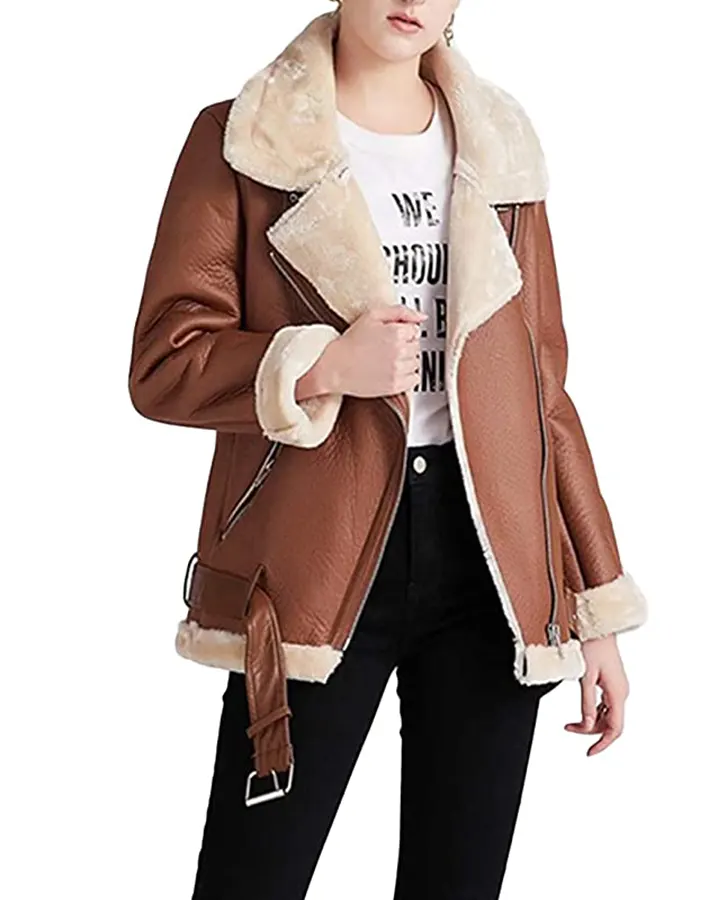 womens-brown-faux-leather-shearling-jacket-3 womens-brown-faux-leather-shearling-jacket