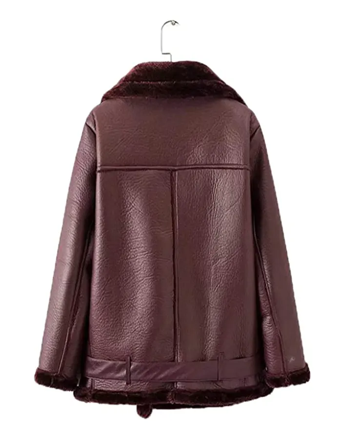 womens-burgundy-faux-leather-shearling-jacket-3 womens-burgundy-faux-leather-shearling-jacket