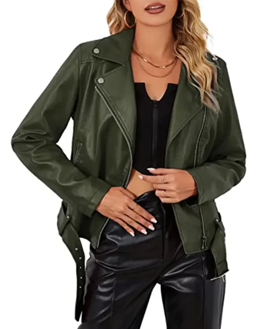 womens-classic-dark-green-faux-leather-moto-jacket
