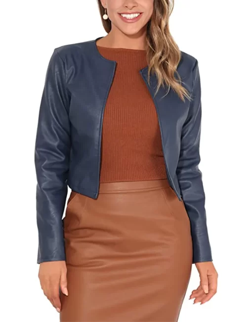 womens-cropped-navy-blue-faux-leather-jacket