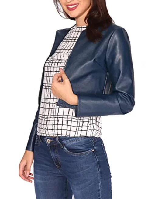 womens-cropped-navy-blue-faux-leather-jacket