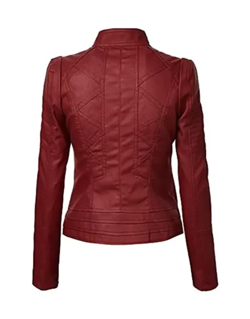 womens-maroon-faux-leather-slim-fit-jacket