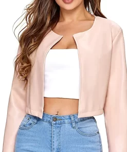 womens-open-front-light-pink-faux-leather-jacket