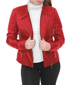 womens-red-faux-leather-biker-jacket