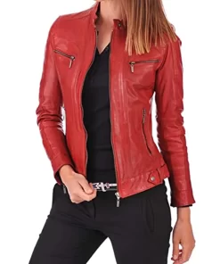 womens-red-faux-leather-biker-jacket