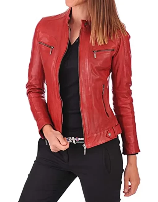 womens-red-faux-leather-biker-jacket