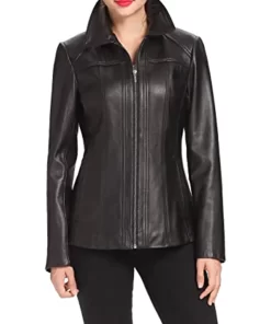 womens-shirt-collar-black-faux-leather-jacket