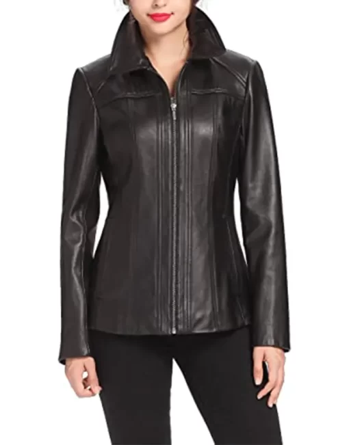womens-shirt-collar-black-faux-leather-jacket