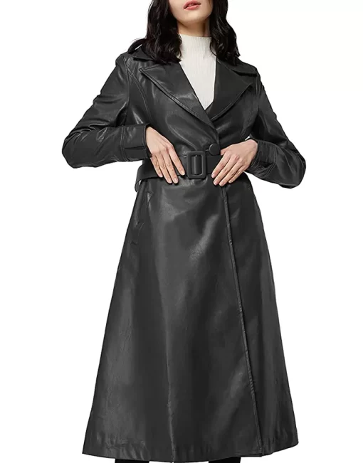 womens-single-breasted-black-faux-leather-coat
