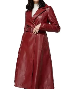 womens-single-breasted-red-faux-leather-coat