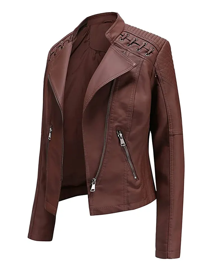 womens-string-quilted-shoulder-brown-faux-leather-jacket womens-string-quilted-shoulder-brown-faux-leather-jacket
