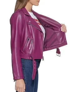 womens-purple-faux-leather-motorcycle-belted-jacket