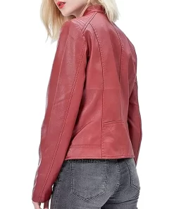 womens-snap-button-collar-red-faux-leather-jacket