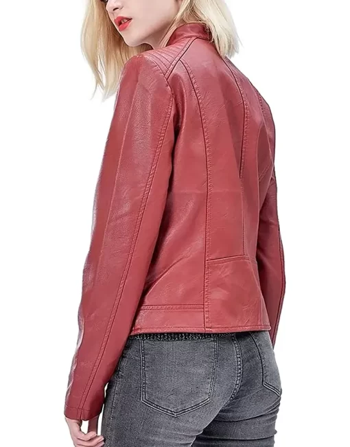 womens-snap-button-collar-red-faux-leather-jacket